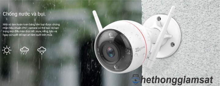 Camera IP Wifi Thân EZVIZ C3W Color Night Vision 1080P có tiêu chuẩn chống nước và chống bụi theo IP 67