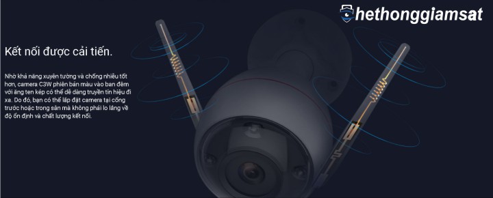 Camera IP Wifi Thân EZVIZ C3W Color Night Vision 1080P với anten kép cho khả năng xuyên tường bức phá