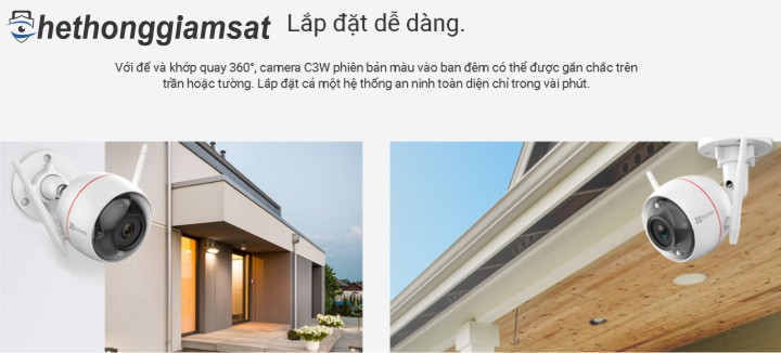 Camera IP Wifi Thân EZVIZ C3W Color Night Vision 1080P dễ dàng lắp đặt