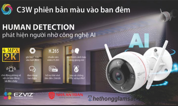 Camera Ezviz C3W Full Color Pro 2K 4Mpx rỏ nét đền từng chi tiết Camera Ezviz C3W Full Color Pro 2K 4Mpx rỏ nét đền từng chi tiết