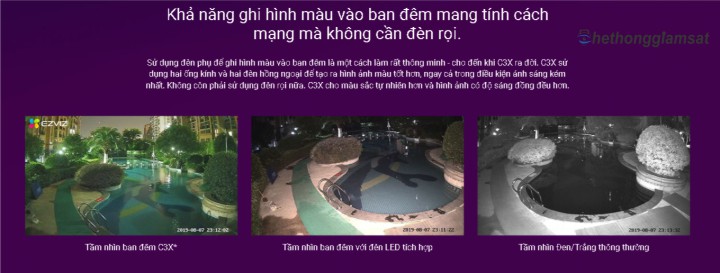 Camera IP Wifi Ngoài Trời EZVIZ C3X 1080P có khẳ năng ghi hình màu vào bang đêm mà không cần đèn trợ sáng