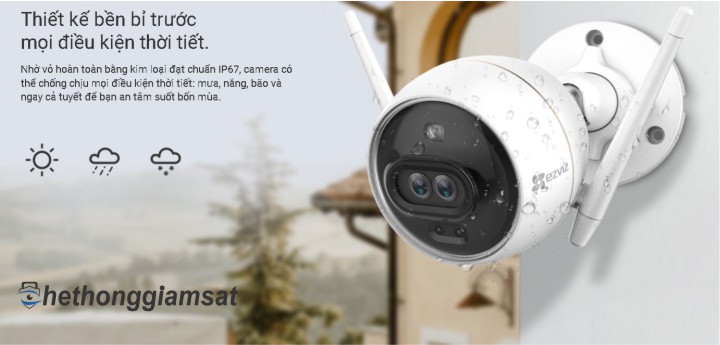 Camera IP Wifi Ngoài Trời EZVIZ C3X 1080P được thiết kế bền bỉ thách thức mọi thời tiết
