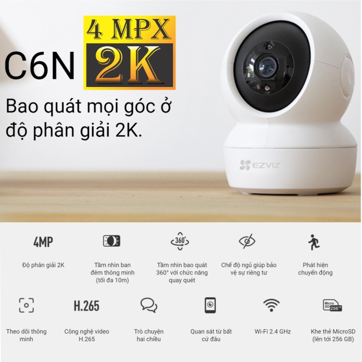 Camera Wifi Xoay EZVIZ C6N 4Mpx 2K H.265 Camera Wifi Xoay EZVIZ C6N 4Mpx 2K H.265