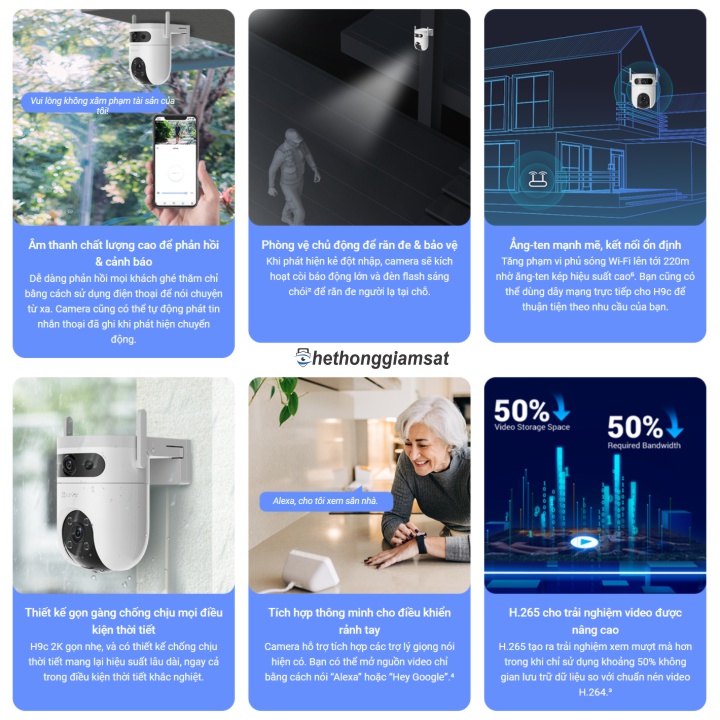 Camera Wifi Ngoài Trời EZVIZ H9C 3MP nhiều tính năng thông minh và thời thượng Camera Wifi Ngoài Trời EZVIZ H9C 3MP nhiều tính năng thông minh và thời thượng