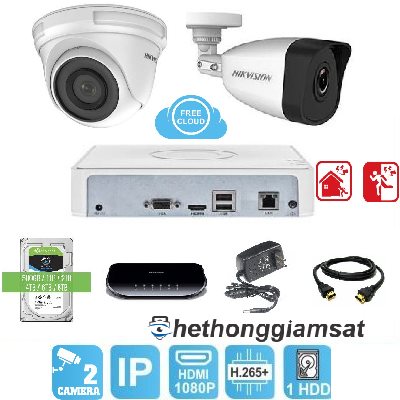 Trọn Bộ 2 Camera IP Hikvision 2MP