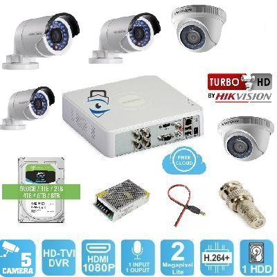 Trọn Bộ 5 Camera HD-TVI Hikvision 2MP Lite Trọn Bộ 5 Camera HD-TVI Hikvision 2MP Lite