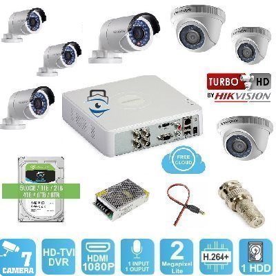 Trọn Bộ 7 Camera HD-TVI Hikvision 2MP Lite