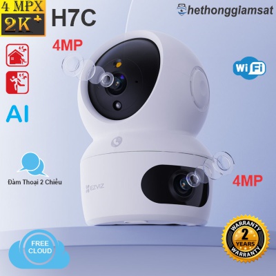 Camera Wifi EZVIZ H7C 4MP + 4MP - 2 Mắt Kép - Xoay 360 Độ - Đàm Thoại - Màu Bang Đêm
