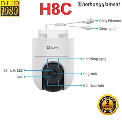 Camera IP Wifi Ngoài Trời EZVIZ H8C 1080P 2MP - Đàm Thoại 2 Chiều - Xoay 360 Độ