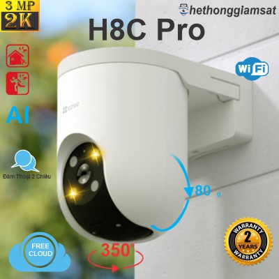 Camera IP Wifi Ngoài Trời EZVIZ H8C Pro 3MP 2K - Đàm Thoại 2 Chiều - Xoay 360 Độ