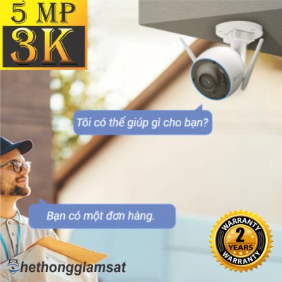 Camera Wifi Ngoài Trời EZVIZ H3 5MP 3K AI - Màu Bang Đêm - Đàm Thoại 2 Chiều - Vỏ Nhôm