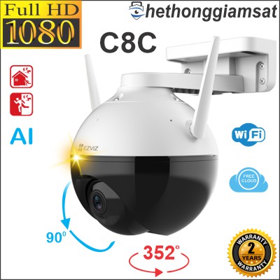 Camera IP Wifi Ngoài Trời EZVIZ C8C 1080P 2MP - Màu Bang Đêm - Xoay 360 Độ