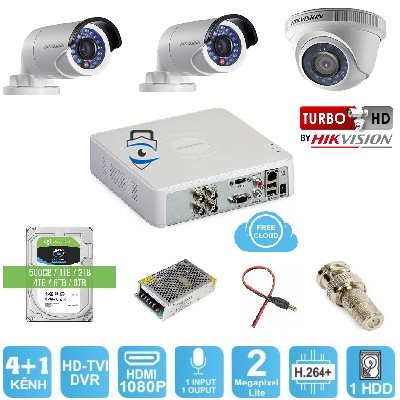 Trọn Bộ 3 Camera HD-TVI Hikvision 2MP Lite