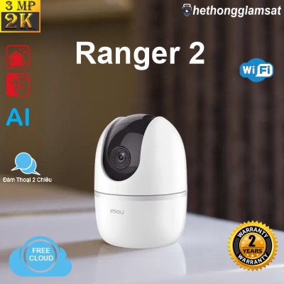 Camera Wifi IMOU Ranger 2 3MP 2K - Xoay 360 Độ, Tự Động Xoay - Đàm Thoại 2 Chiều