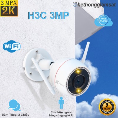 Camera Wifi Ngoài Trời EZVIZ H3C 3MP 2K - IP 67 - AI - Màu Bang Đêm - Đàm Thoại 2 Chiều