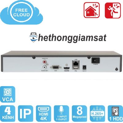 Đầu Ghi NVR 4 Kênh HIKVISION DS-7604NI-K1(B) 8MP