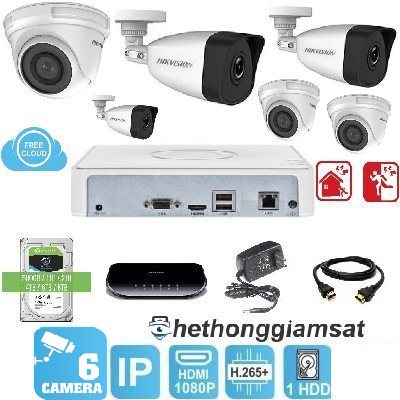 Trọn Bộ 6 Camera IP Hikvision 2MP