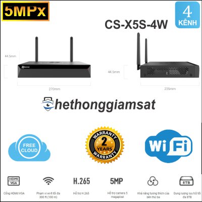 Đầu Ghi Wifi NVR 4 Kênh Ezviz CS-X5S-4W 5MP