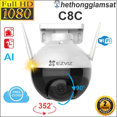 Camera IP Wifi Ngoài Trời EZVIZ C8C 1080P 2MP - Màu Bang Đêm - Xoay 360 Độ