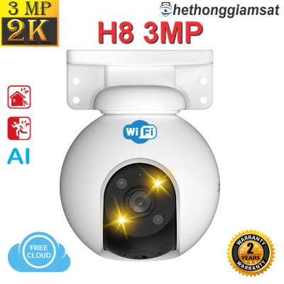 Camera Wifi Ngoài Trời EZVIZ H8 3MP 2K - Xoay 360 Độ - Đàm Thoại 2 Chiều