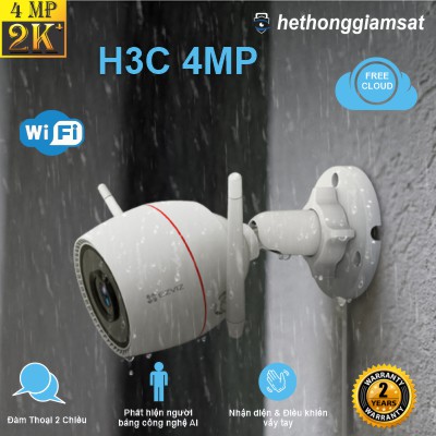 Camera Wifi Ngoài Trời EZVIZ H3C 4MP 2K+ - IP 67 - AI - Màu Bang Đêm - Đàm Thoại 2 Chiều