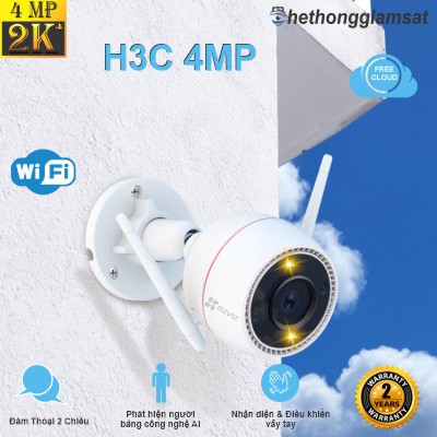 Camera Wifi Ngoài Trời EZVIZ H3C 4MP 2K+ - IP 67 - AI - Màu Bang Đêm - Đàm Thoại 2 Chiều