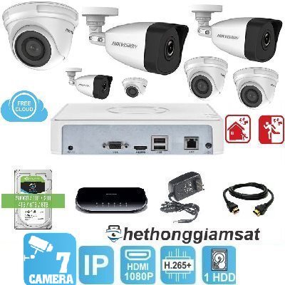 Trọn Bộ 7 Camera IP Hikvision 2MP