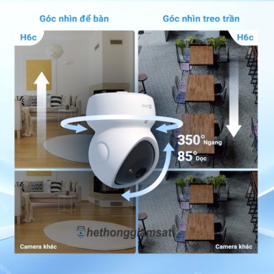 Camera Wifi EZVIZ H6C G1 8MP 4K - Xoay 360 Độ - Đàm Thoại 2 Chiều - Màu Bang Đêm - Chạm Gọi Điện
