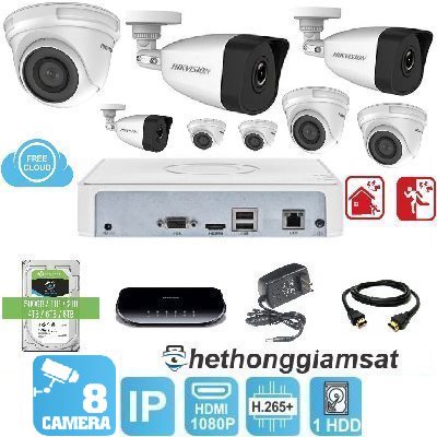 Trọn Bộ 8 Camera IP Hikvision 2MP