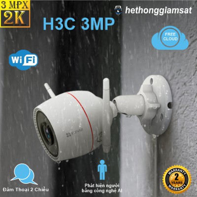 Camera Wifi Ngoài Trời EZVIZ H3C 3MP 2K - IP 67 - AI - Màu Bang Đêm - Đàm Thoại 2 Chiều