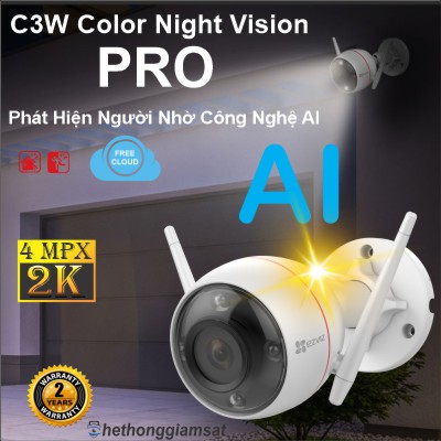 Camera IP Wifi Thân EZVIZ C3W Color Night Vision PRO AI 2K 4Mpx