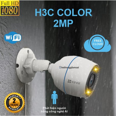 Camera Wifi Ngoài Trời EZVIZ H3C Color 2MP 1080P - IP 67 - AI - Màu Bang Đêm