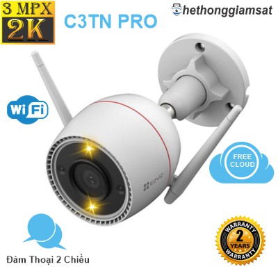 Camera Wifi Ngoài Trời EZVIZ C3TN PRO 3Mpx 2K  AI - Màu Bang Đêm - Đàm Thoại 2 Chiều