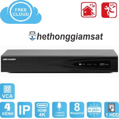 Đầu Ghi NVR 4 Kênh HIKVISION DS-7604NI-K1(B) 8MP