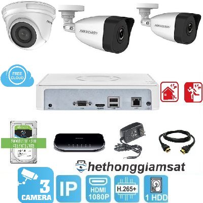 Trọn Bộ 3 Camera IP Hikvision 2MP