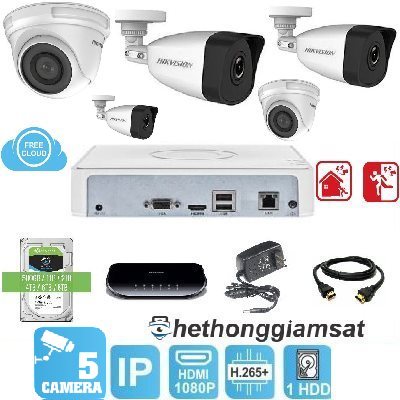 Trọn Bộ 5 Camera IP Hikvision 2MP