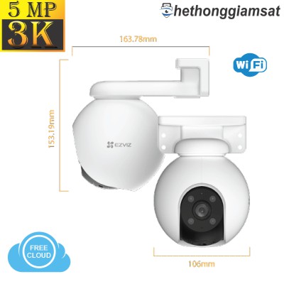 Camera Wifi Ngoài Trời EZVIZ H8 Pro 5MP 3K - Xoay 360 Độ - Đàm Thoại 2 Chiều