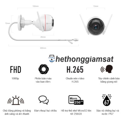 Camera IP Wifi Thân EZVIZ C3W Color Night Vision 1080P