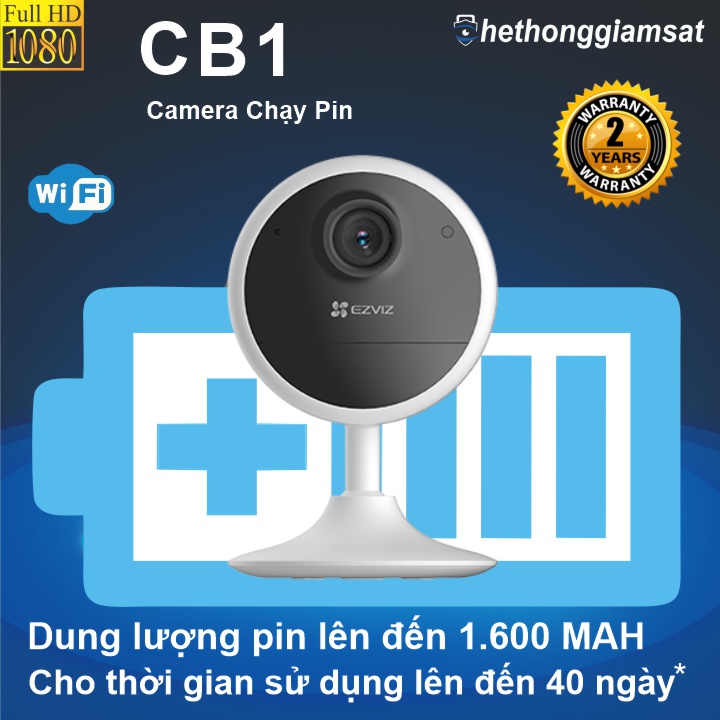 Camera Wifi Dùng Pin Sạc EZVIZ CB1 1080P 2MP - Pin 1.600mAh - Đàm Thoại 2 Chiều
