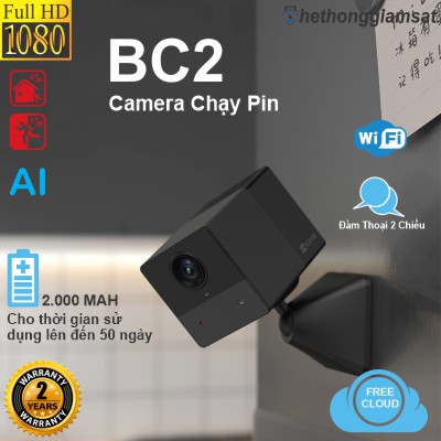 Camera Wifi Dùng Pin Sạc EZVIZ BC2 1080P 2MP - Pin 2.000mAh - Đàm Thoại 2 Chiều