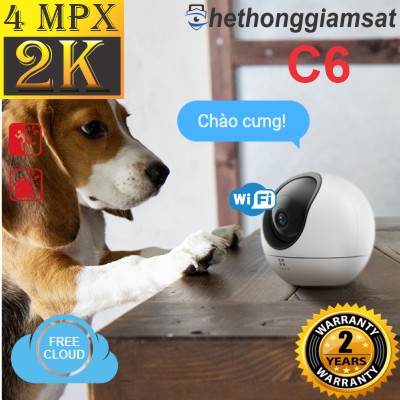 Camera Wifi EZVIZ C6 4MP 2K+, AI, Chống ngược sáng, Xoay 360 Độ, Phát hiện động vật, tiếng khóc