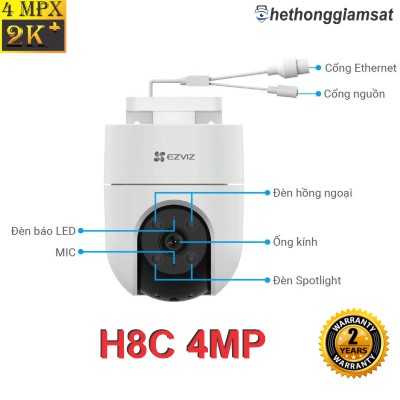 Camera Wifi Ngoài Trời EZVIZ H8C 4MP 2K+ - Đàm Thoại 2 Chiều - Xoay 360 Độ