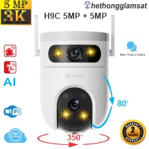 Camera Wifi Ngoài Trời EZVIZ H9C 5MP + 5MP - 2 Mắt Kép - Xoay 360 Độ - Đàm Thoại - Màu Bang Đêm